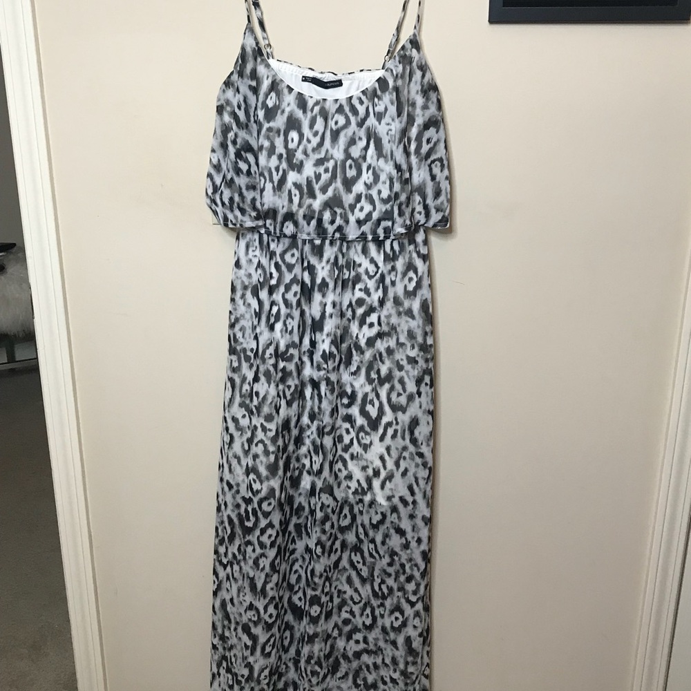 Leopard Print Chiffon Maxi Dress
